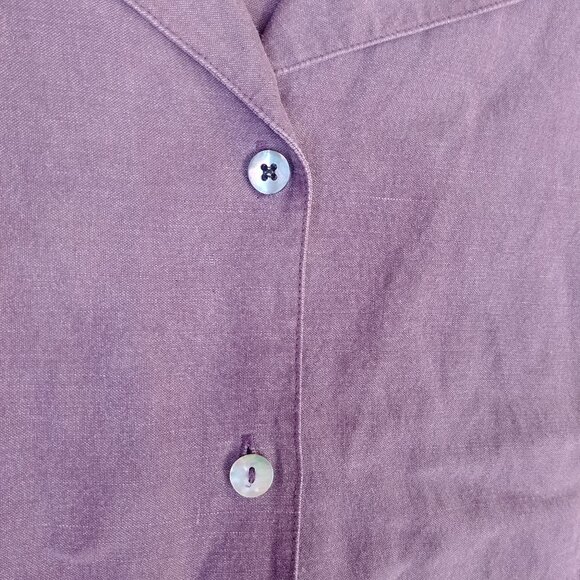 Vintage 75% silk 25% linen collar shell button down purple top blouse Medium - Picture 9 of 12